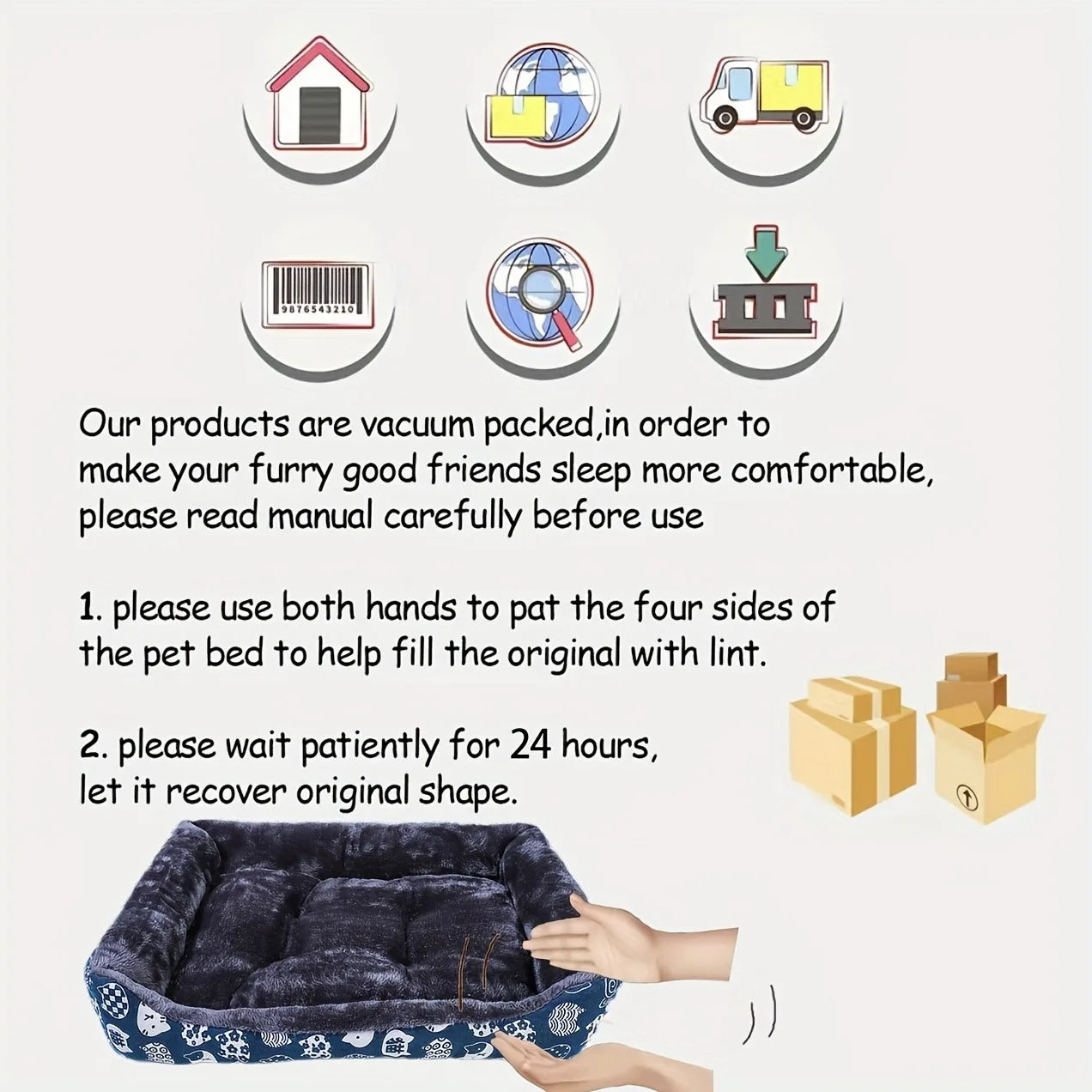 Winter Dog Bed Sofa Mat, Plush Calming Pet Basket Cushion