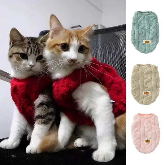 Cute Fleece Cat Sweater – Warm Autumn & Winter Pullover for Cats, Kittens & Small Dogs