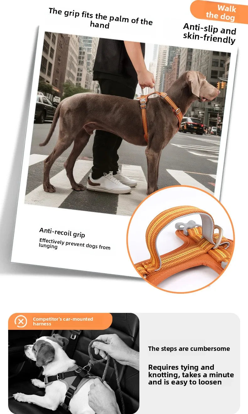 Car Safety Dog Harness: No-Pull, Reflective & Adjustable