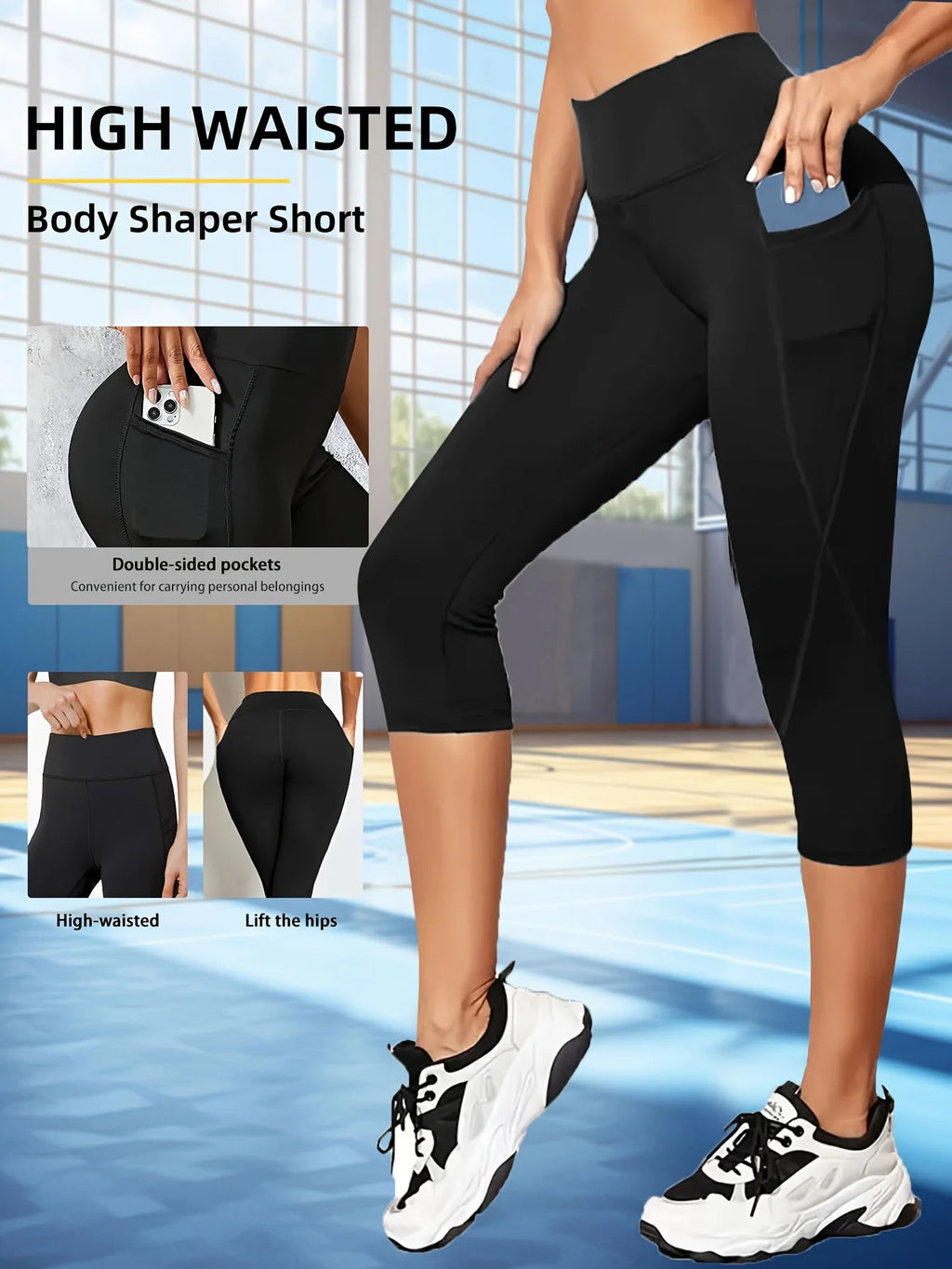 Ladies' high waisted leggings, unique double-sided pockets, slim fit fitness leggings,