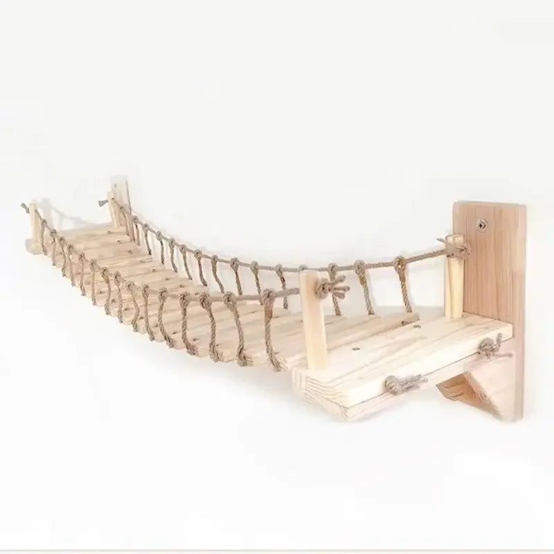 Wall-Mounted Cat Bridge & Tree Set - Sisal Ladder Climber with Hammock Bed