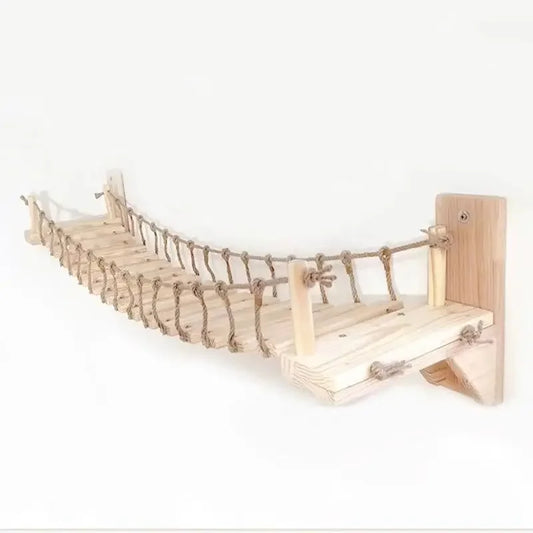 Wall-Mounted Cat Bridge & Tree Set - Sisal Ladder Climber with Hammock Bed