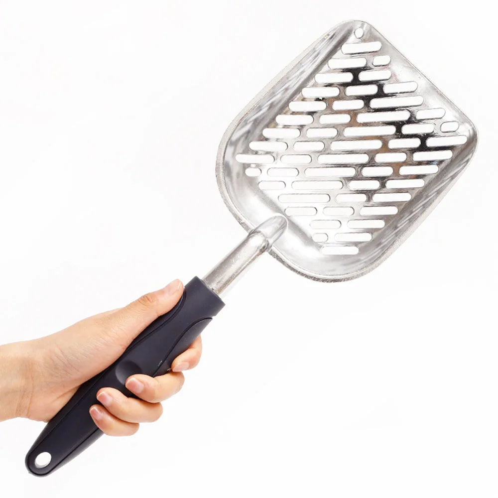 Heavy-Duty Metal Cat Litter Scoop – Deep Aluminum Litter Sifter with Ergonomic Handle