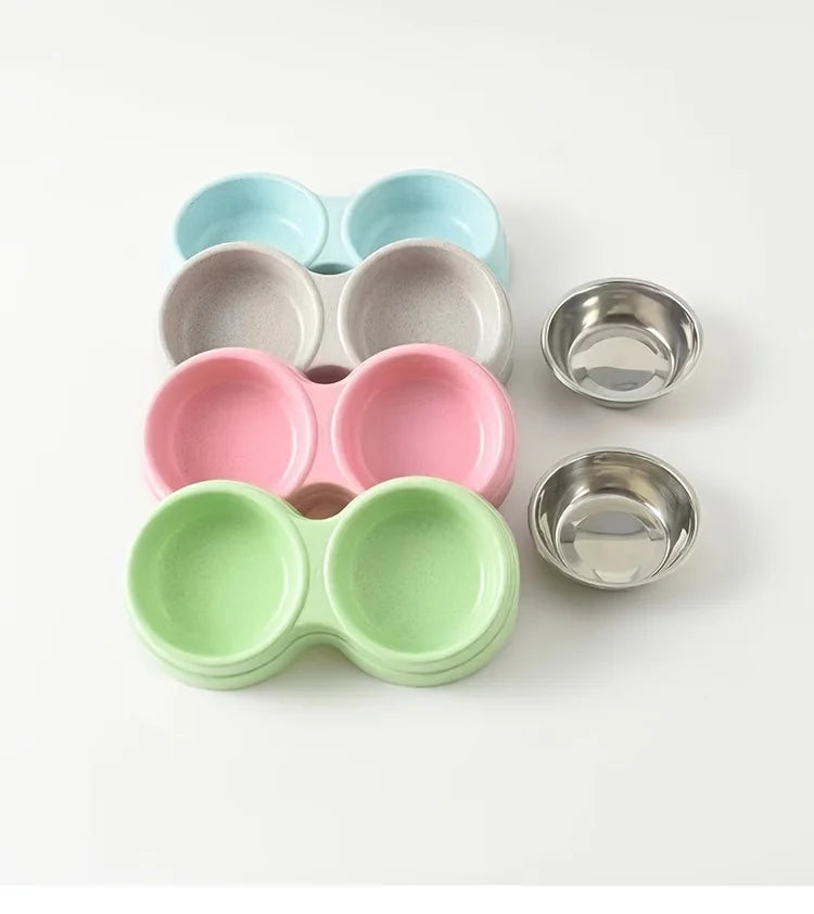 Stainless Steel Double Pet Bowls - Non-Skid Dual Food & Water Station