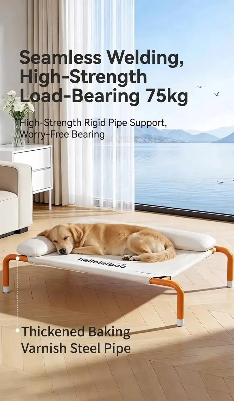 Elevated Mesh Dog Bed with Pillow, Raised Outdoor Patio Cot