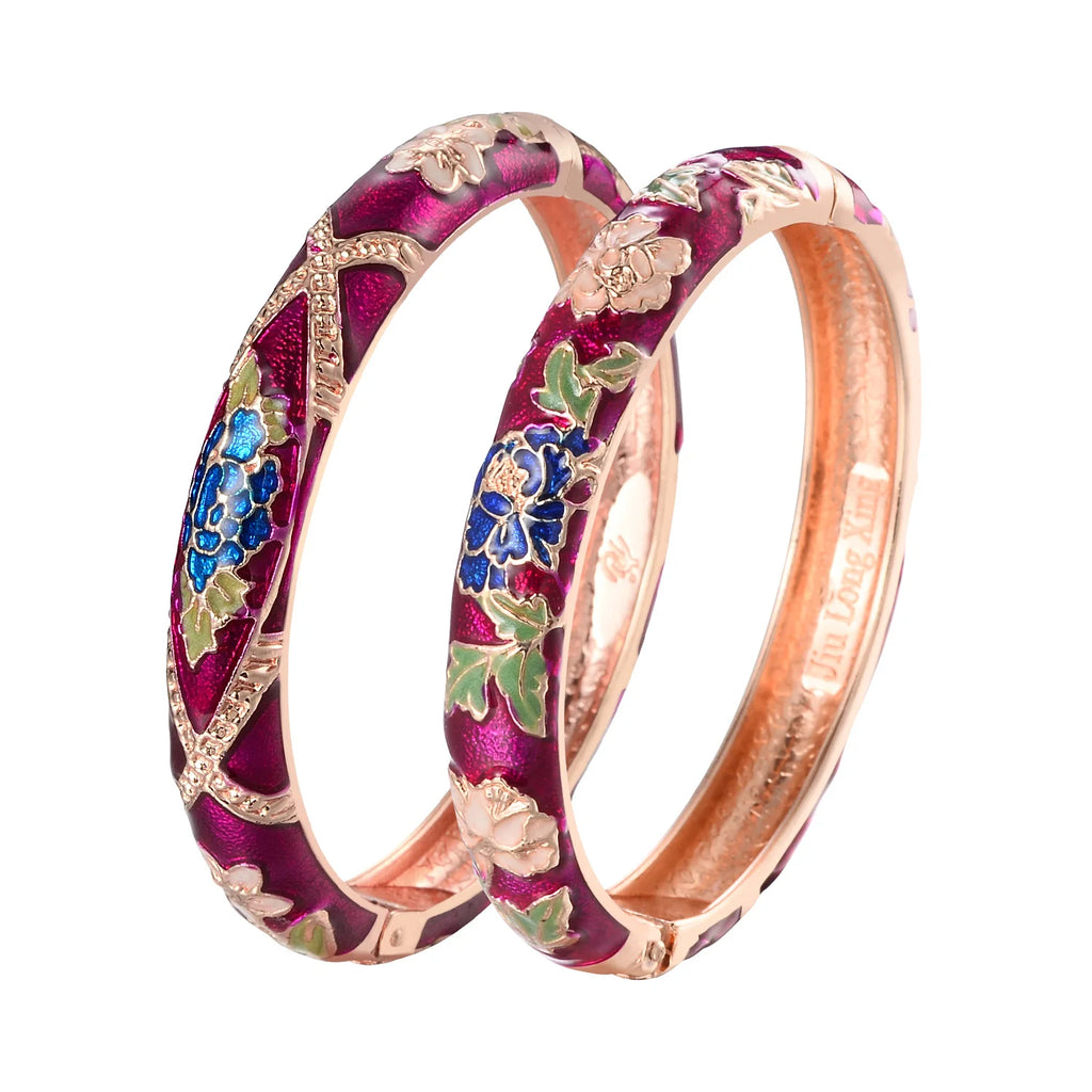 Enameled Bracelets For Women Flower Bangles Indian Chinese Viking Bracelet