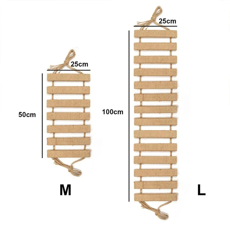 Wooden Cat Cage Climbing Frame - Sisal Rope Ladder & Tree Tower Bridge