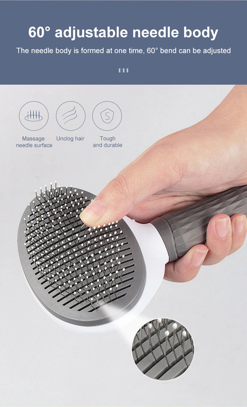 Anti-Matting Long Hair Pet Brush - Self-Cleaning Undercoat Comb