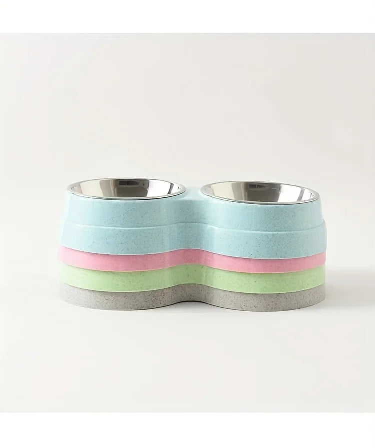 Stainless Steel Double Pet Bowls - Non-Skid Dual Food & Water Station