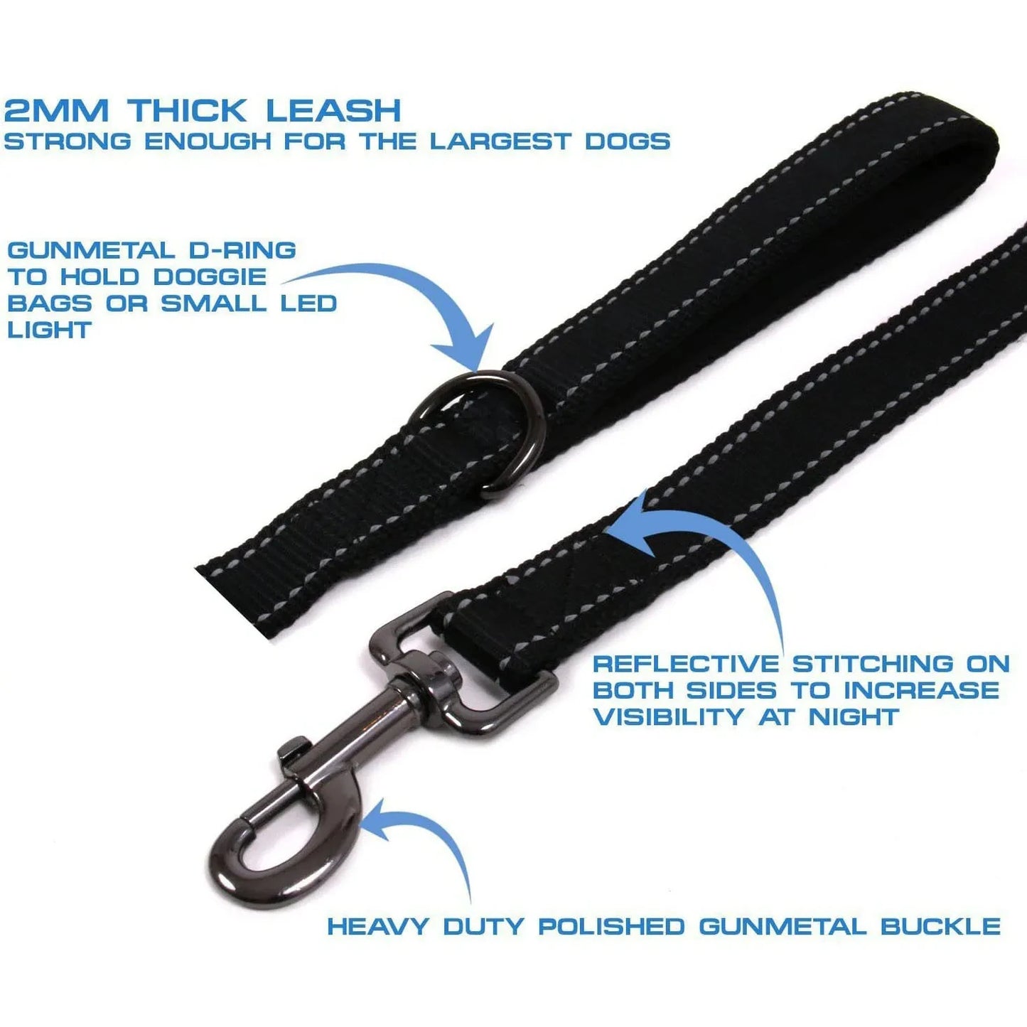 Double Handle Outdoor Travel Dog Leash - Heavy Duty Training Lead