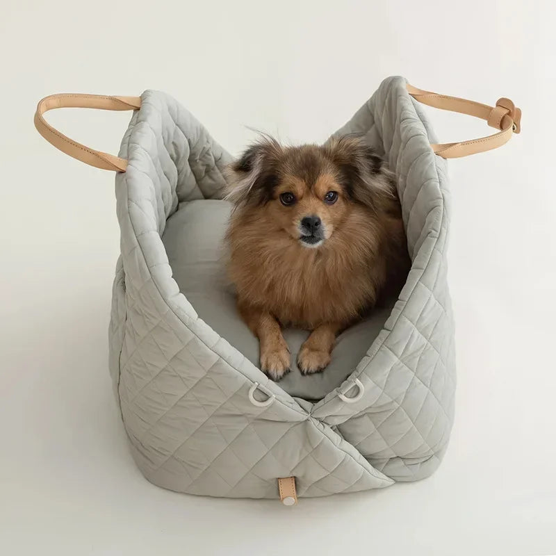 Luxury Pet Carrying Tote Bag, 2-in-1 Dog Car Booster Seat