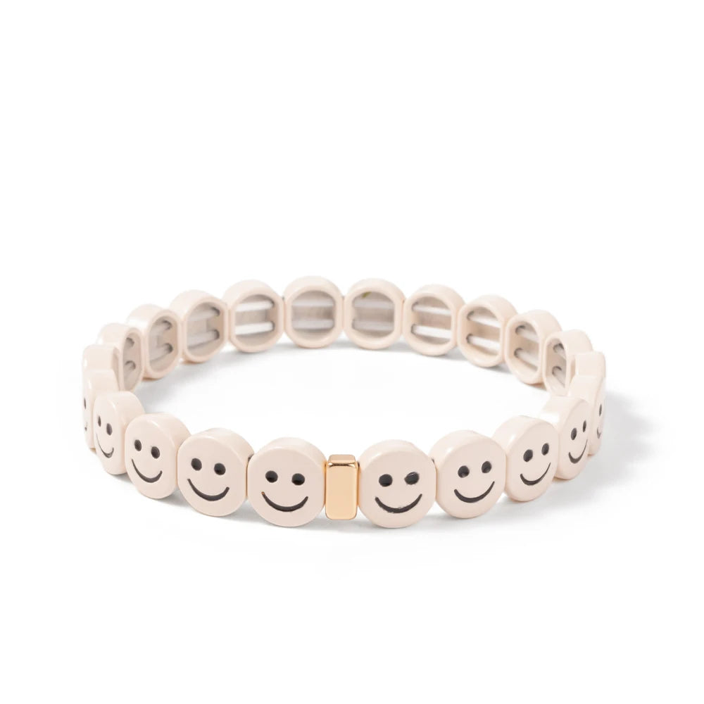 2024 New Enamel Bracelets For Women Happy Beaded Elastic Bangle Hand Accessory