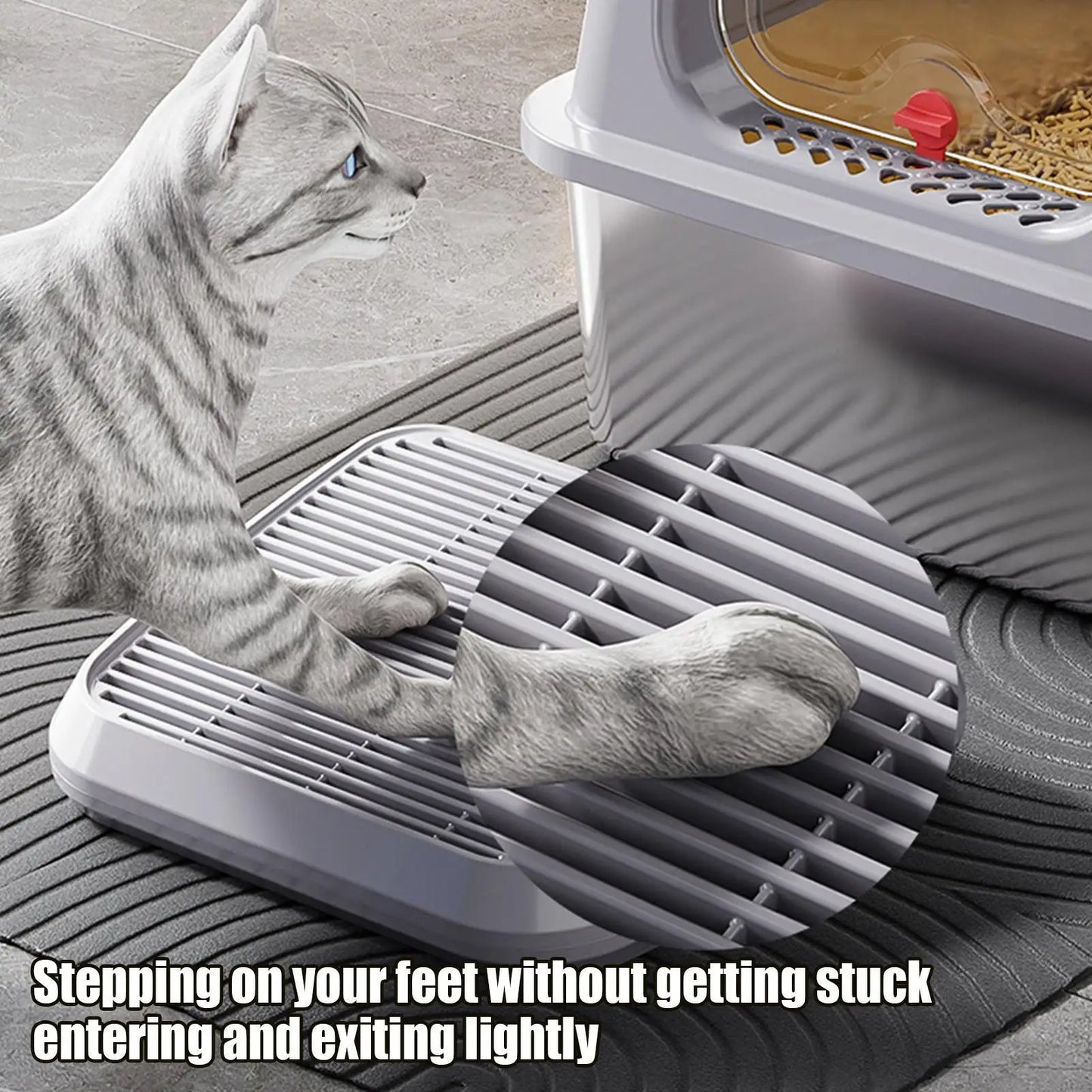 Cat Litter Tray with Double-Layer Filtration Ramp – Anti-Tracking Non-Slip Sand Control Tray