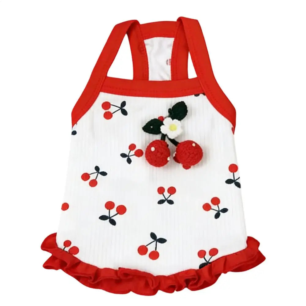 Cherry Print Pet Vest – Breathable Summer Cat & Small Dog Clothing