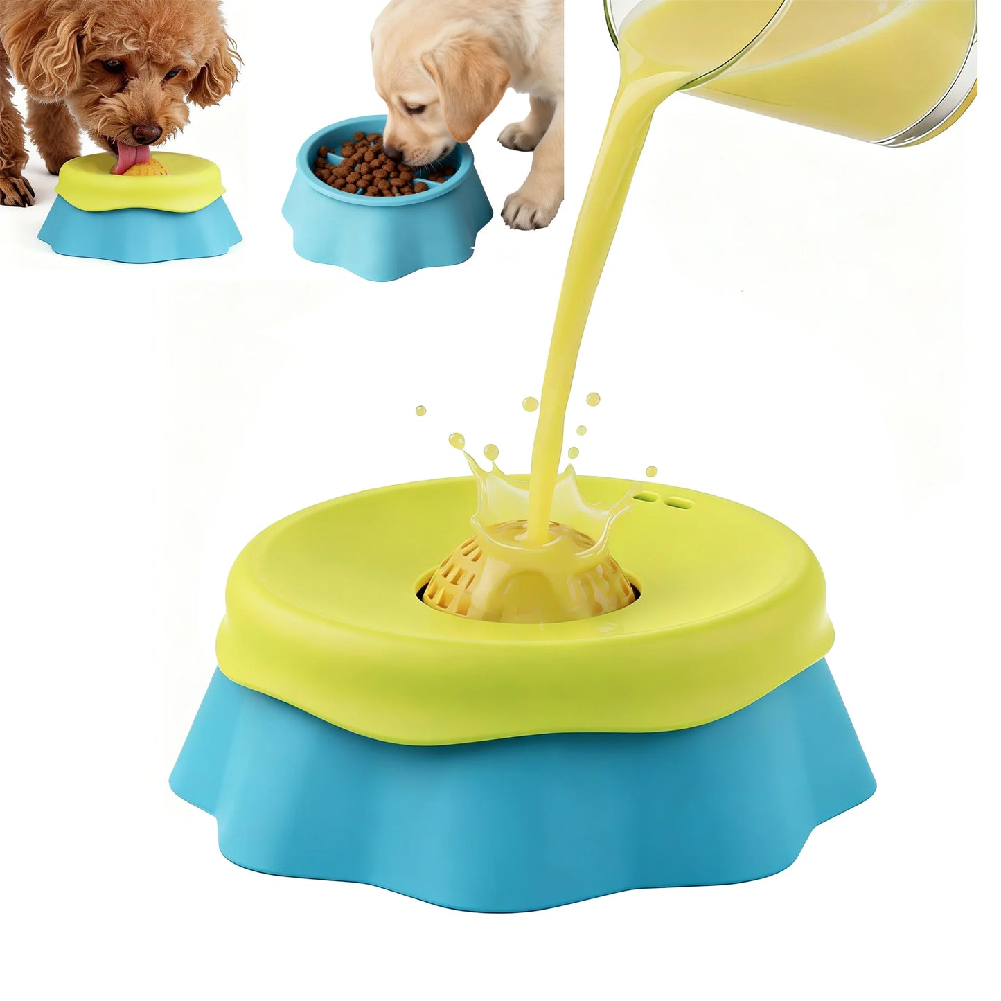 Rolling Ball Liquid Slow Feeder Dog Bowl - Interactive Anti-Slip Lick Toy