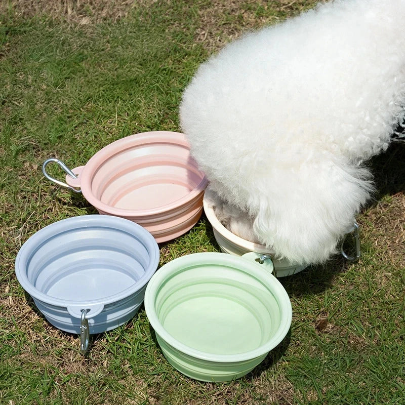 Collapsible Silicone Dog Bowl - Portable Travel Food & Water Container