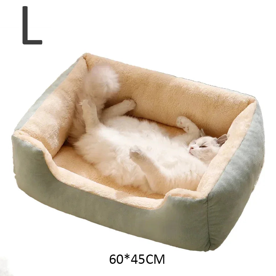 Plush Cat Bed Cushion Basket, Cozy Kitten House & Habitat