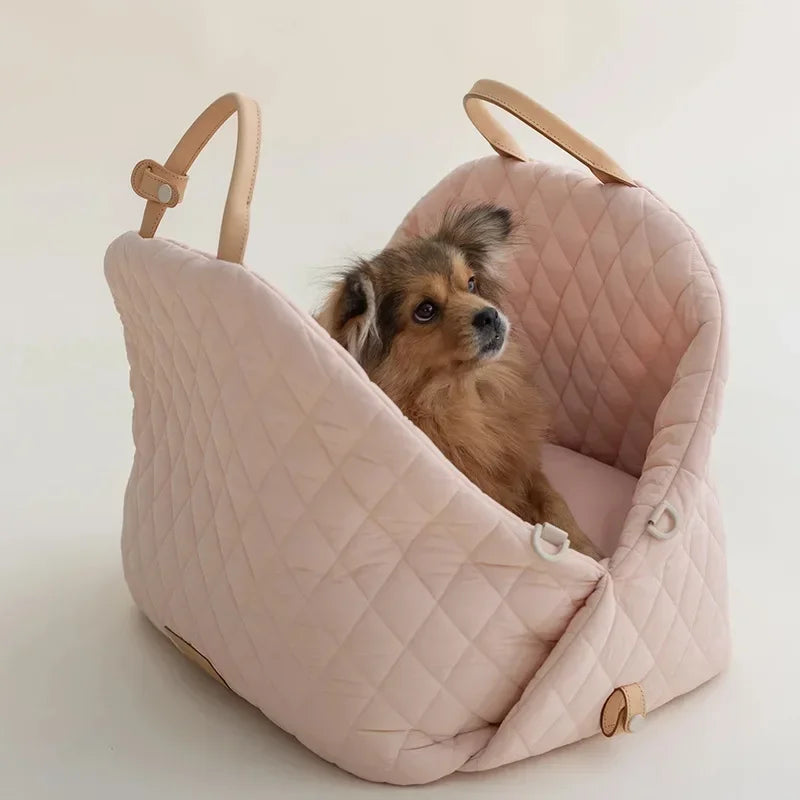 Luxury Pet Carrying Tote Bag, 2-in-1 Dog Car Booster Seat