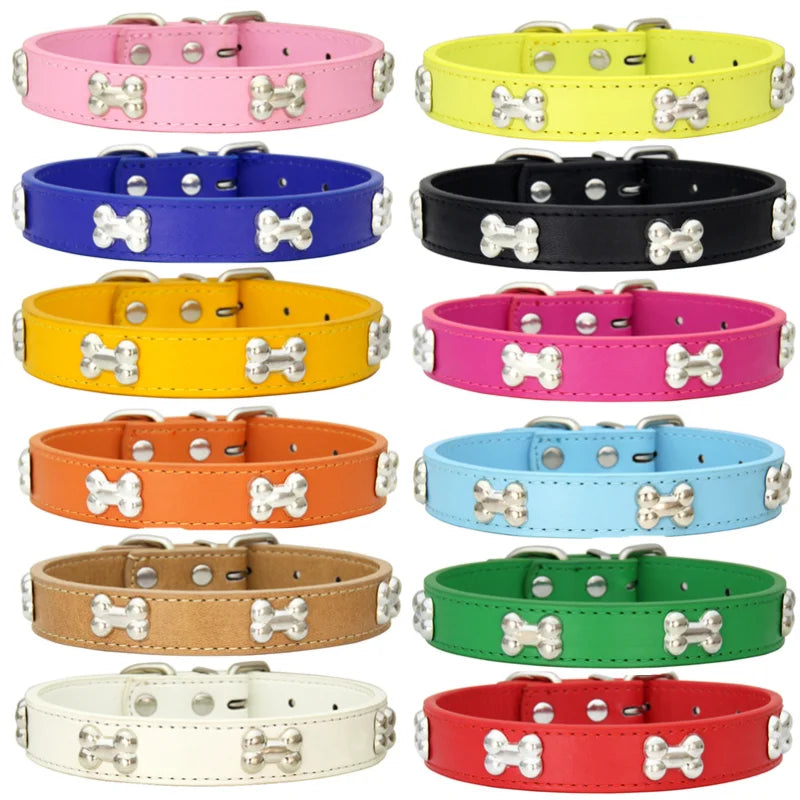 Genuine Bone Leather Dog Collar - Durable Neckband for Small & Large Pets