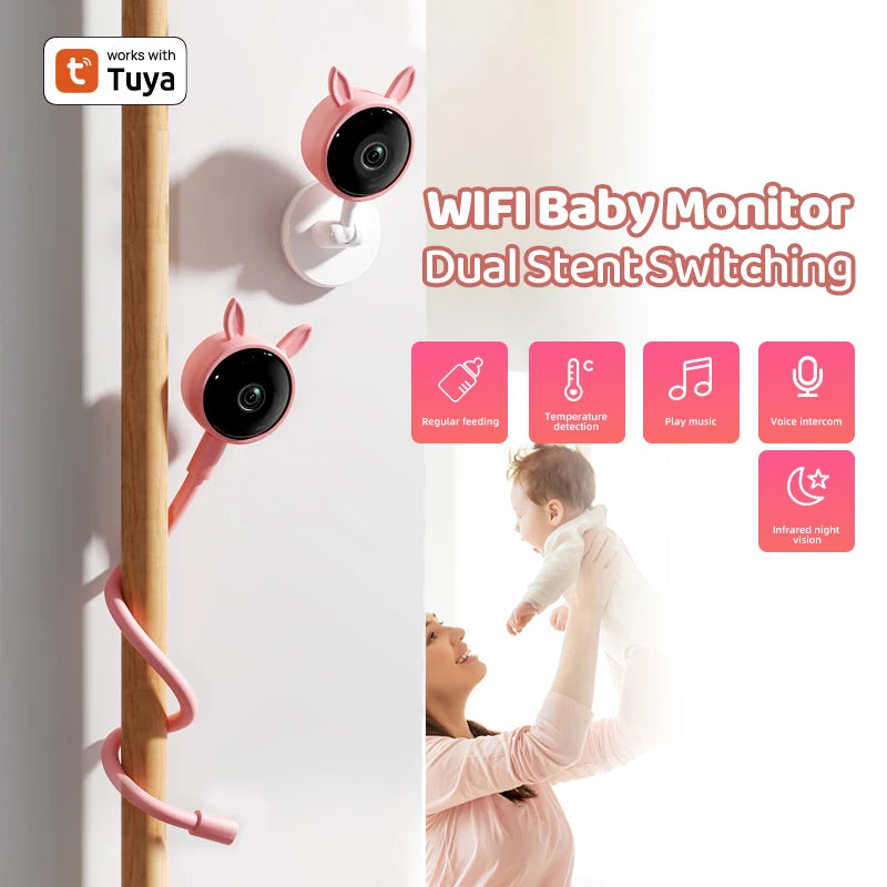 1080P HD Baby Monitor Tuya APP Remote Control 2 Million Pixel Camera Sound Temperature Detection Infrared Night Vision Babyphone - PULSE MART