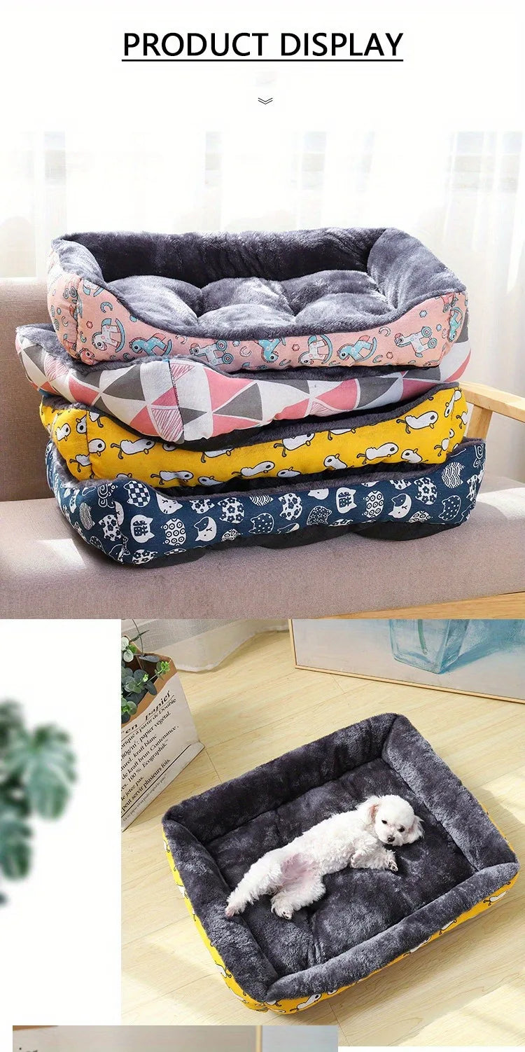Winter Dog Bed Sofa Mat, Plush Calming Pet Basket Cushion