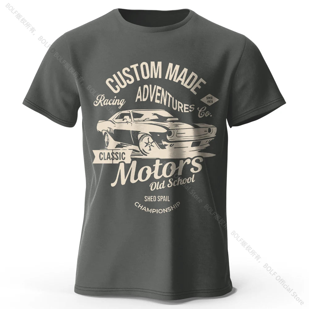 Men’s Motors Printed T-Shirt – 100% Cotton Oversized Vintage Graphic Tee for Men &amp; Women