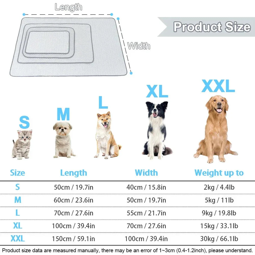 Ice Silk Dog Cooling Mat, Washable & Portable Summer Pet Sleeping Pad