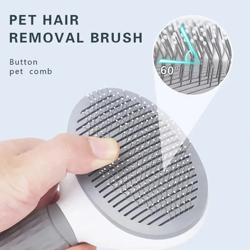 Self-Cleaning Pet Grooming Brush – Cat & Dog Deshedding Hair Remover Brush