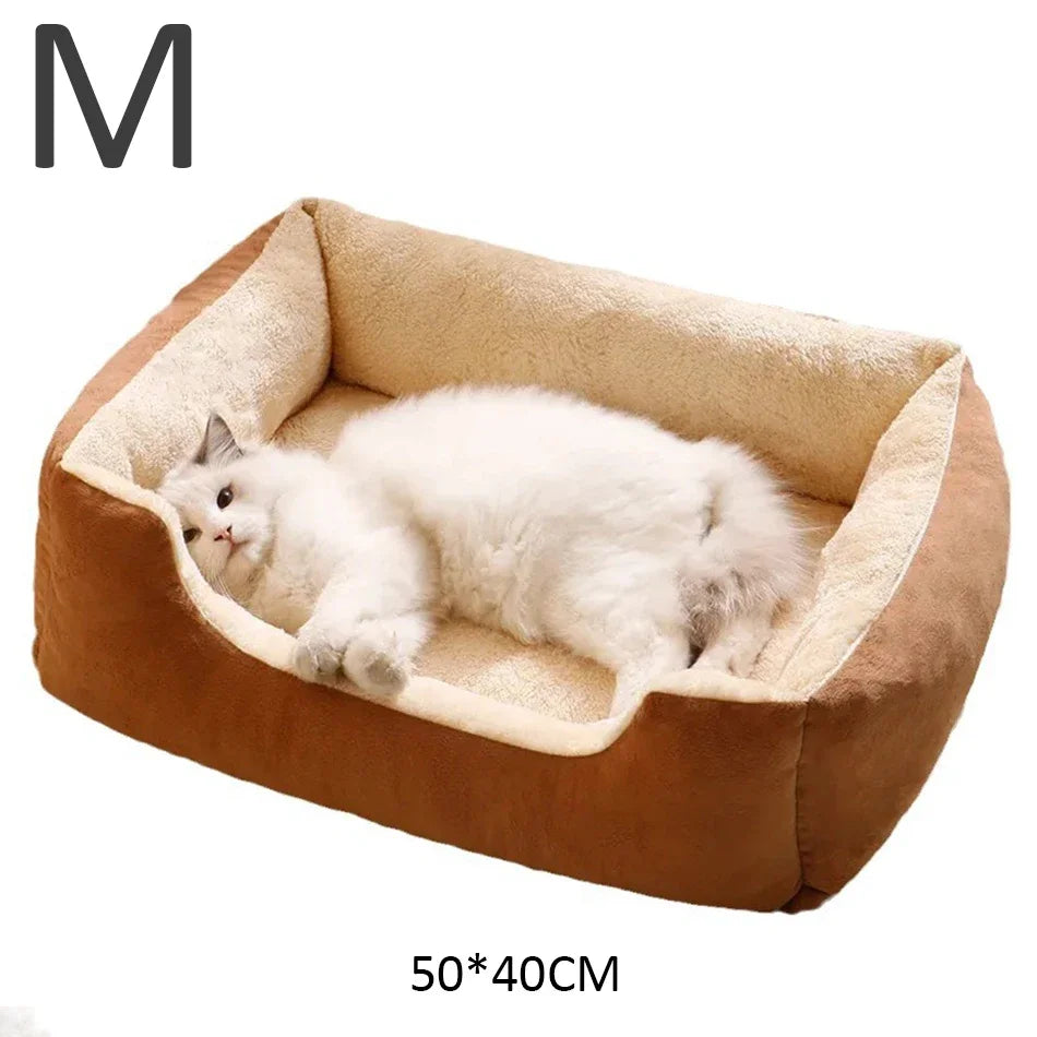 Plush Cat Bed Cushion Basket, Cozy Kitten House & Habitat