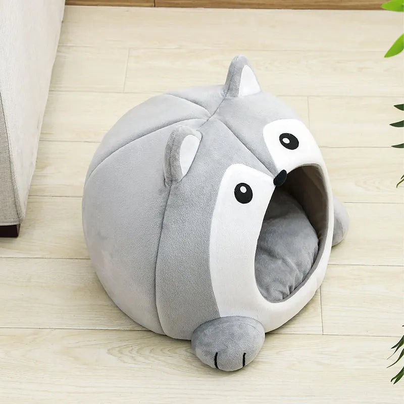 Ultra-Soft Pet Lounger Bed - 2-in-1 Cushion Nest Cave for Cats & Puppies