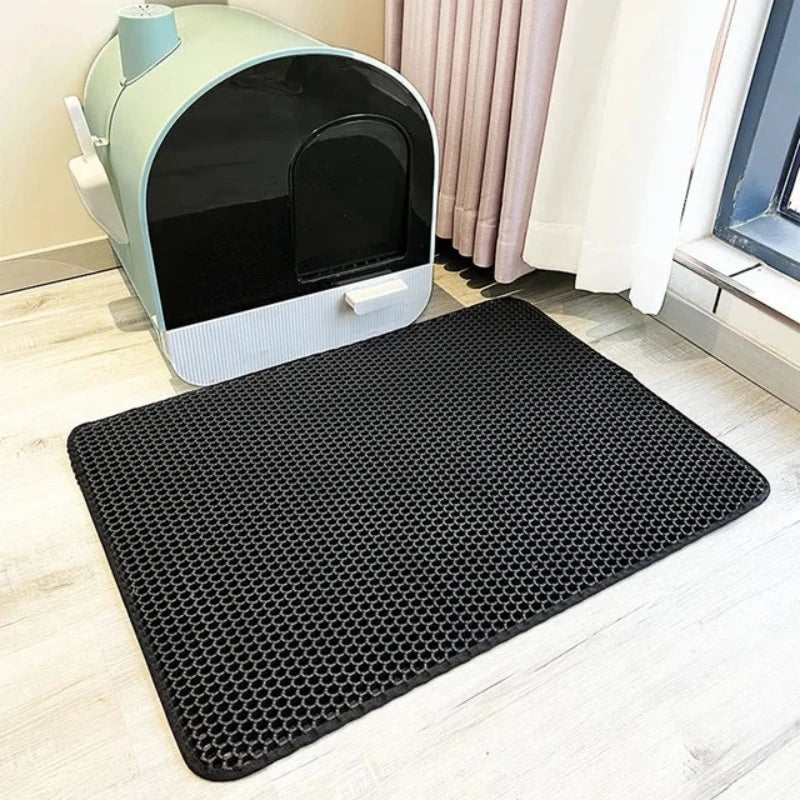 Waterproof Double-Layer Cat Litter Mat – Foldable Urine-Proof Litter Trapping Carpet for Cats