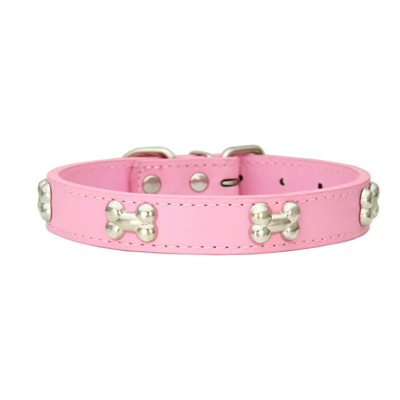 Genuine Bone Leather Dog Collar - Durable Neckband for Small & Large Pets