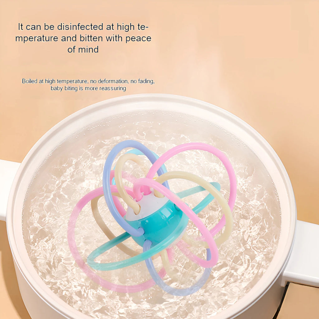 Baby toys: Manhattan ball, baby teething ball, soft rubber teething toy, hand-held ball for babies, newborn rattle - PULSE MART