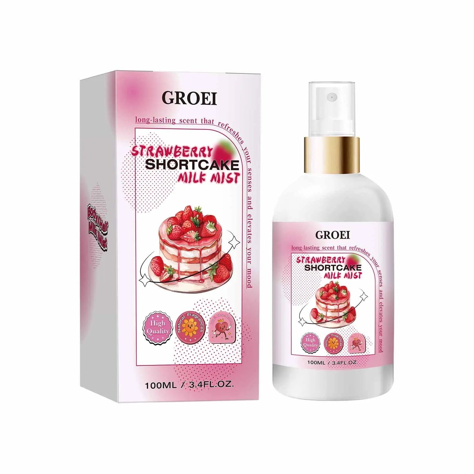 100ml Body Spray Strawberry Shortcake Milk Mist Long Moisturizing Brightening Soothing Body