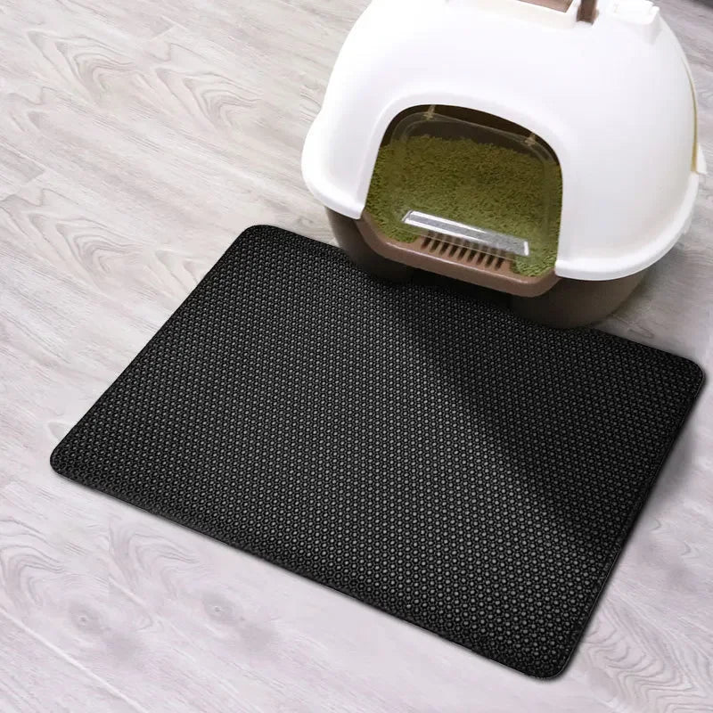 Double-Layer Waterproof Cat Litter Mat – Non-Slip Washable Trapping Pad