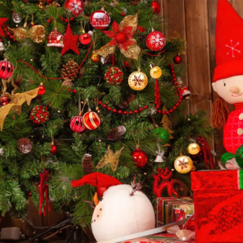 Christmas balls, 44 plastic Christmas tree balls, red and gold Christmas balls, matte and shiny Christmas tree balls,