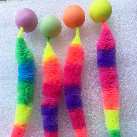 Interactive Cat Bouncing Ball Toy – Colorful Elastic Worm Teaser for Indoor Cats & Kittens