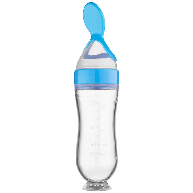 Baby Silicone Squeezing Feeding Bottle Newborn Baby Training Spoon Infant Cereal Food Supplement Feeder Bbay Safe Tableware - PULSE MART