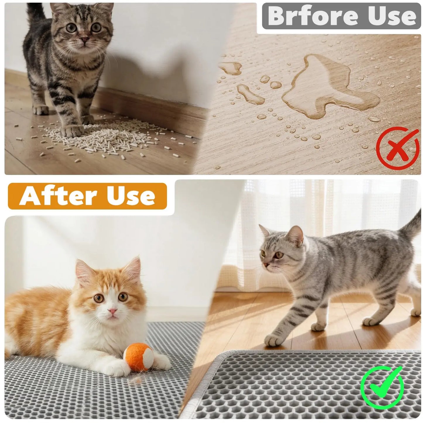 Large Double-Layer Cat Litter Mat – Waterproof Non-Slip Litter Box Filter & Litter Catcher
