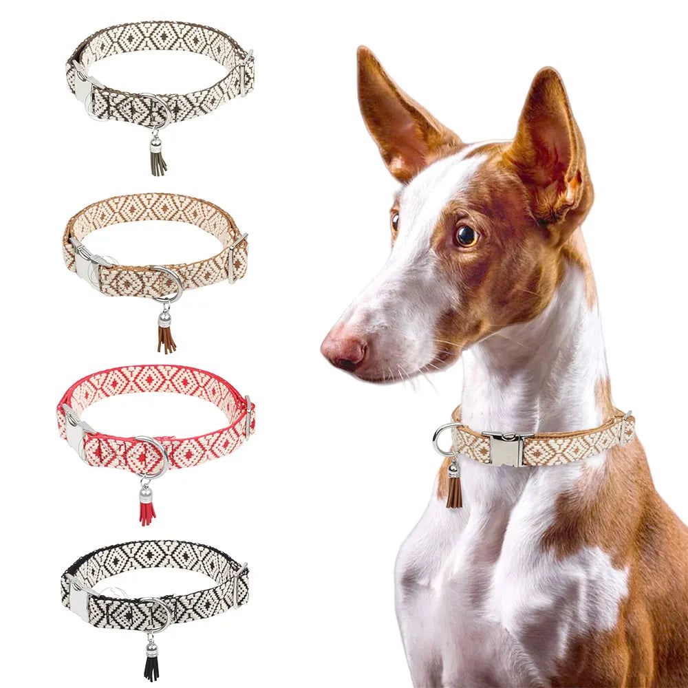 Bohemian Ethnic Style Pet Collar: Luxurious Adjustable Multi-Color Neckband
