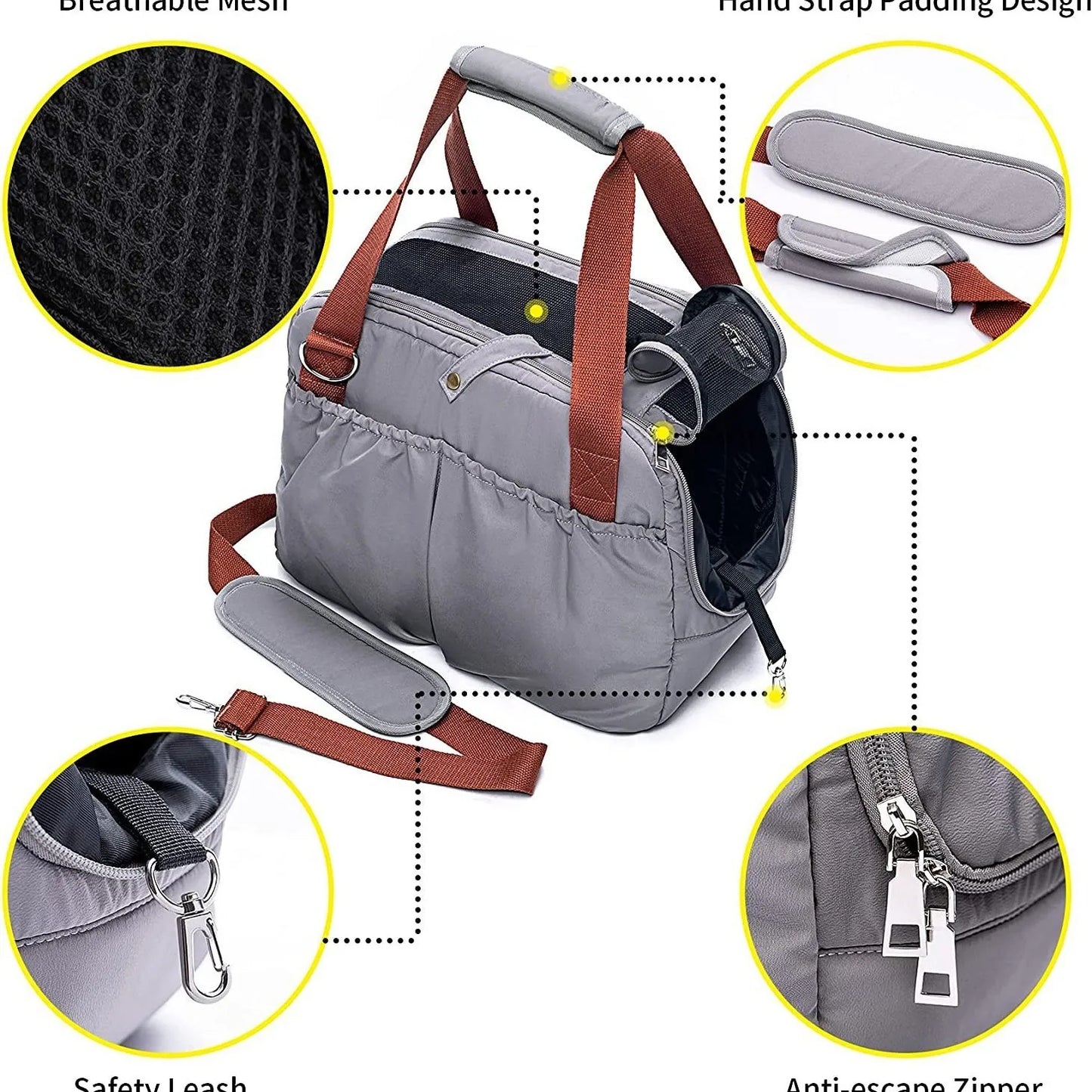 Portable Pet Dog Carrier Cat Travel Bag with Cover for Small Dogs Cats Puppies Soft-Sides Dog Car Seat Safe Bed Dog Handbag