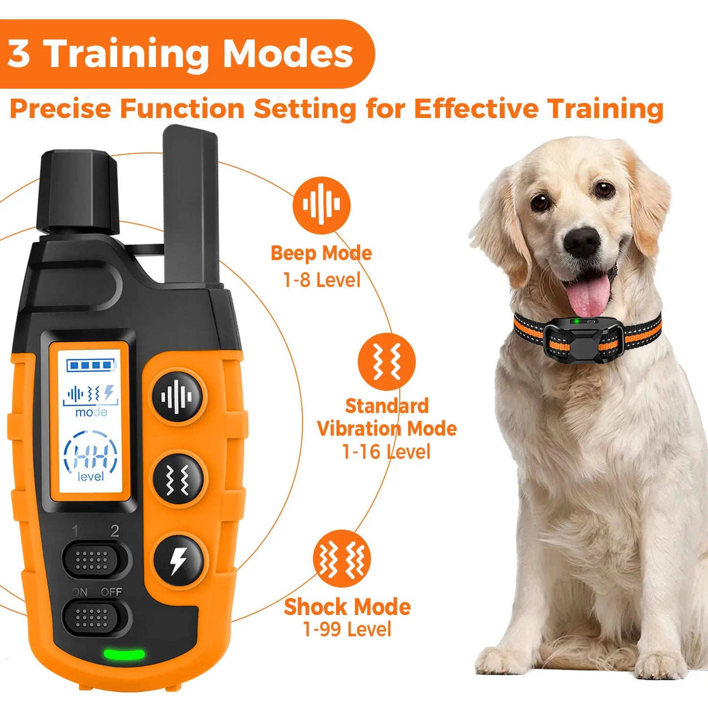 3300Ft Remote Electric Dog Training Collar - Waterproof Behavior Aid with Shock & Vibration