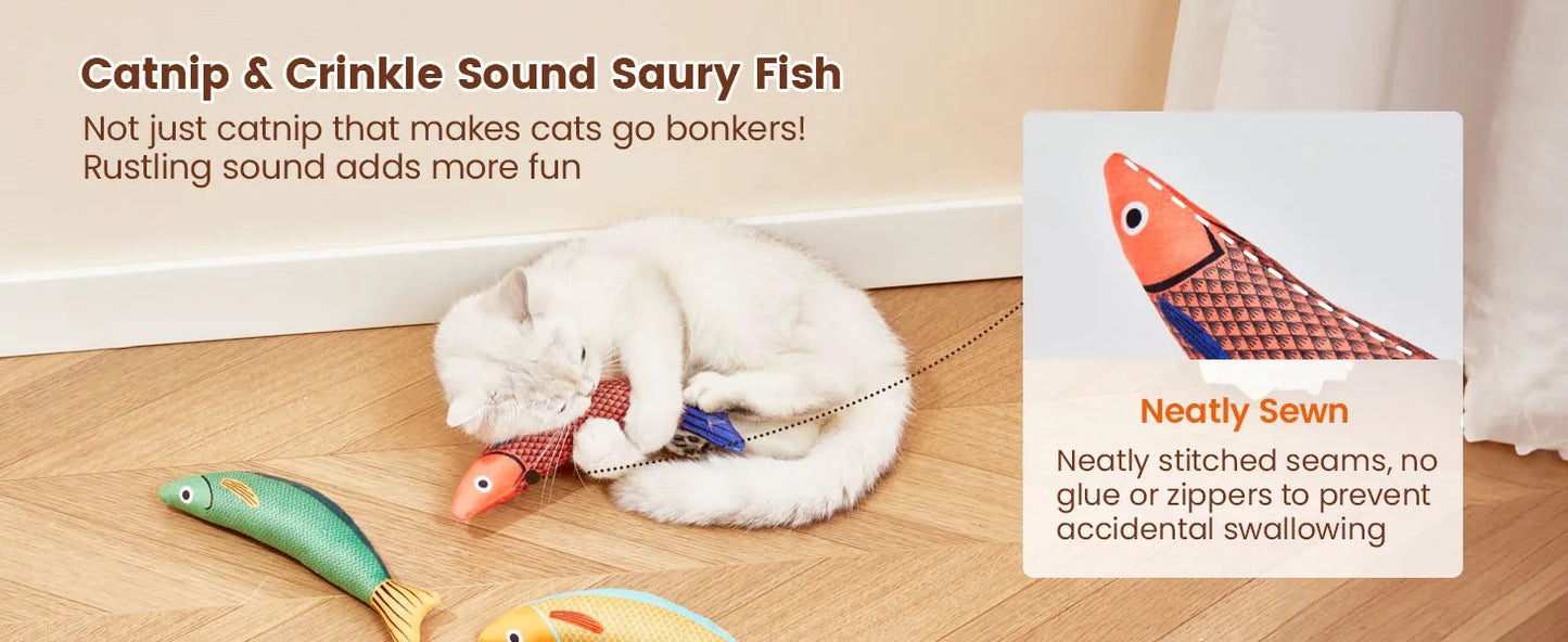 Catnip Fish Cat Toy – Interactive Plush Chew & Teeth Cleaning Toy for Cats & Kittens