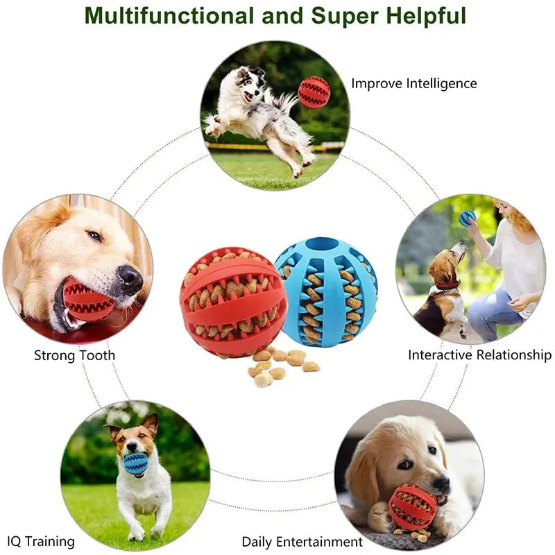 Interactive Treat Dispensing Dog Ball - Nontoxic Teeth Cleaning Chew Toy