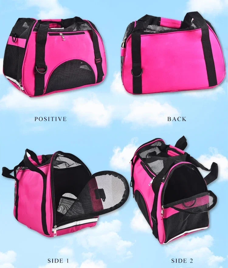 Portable Cat & Dog Carrier Bag – Foldable Breathable Mesh Pet Travel Handbag