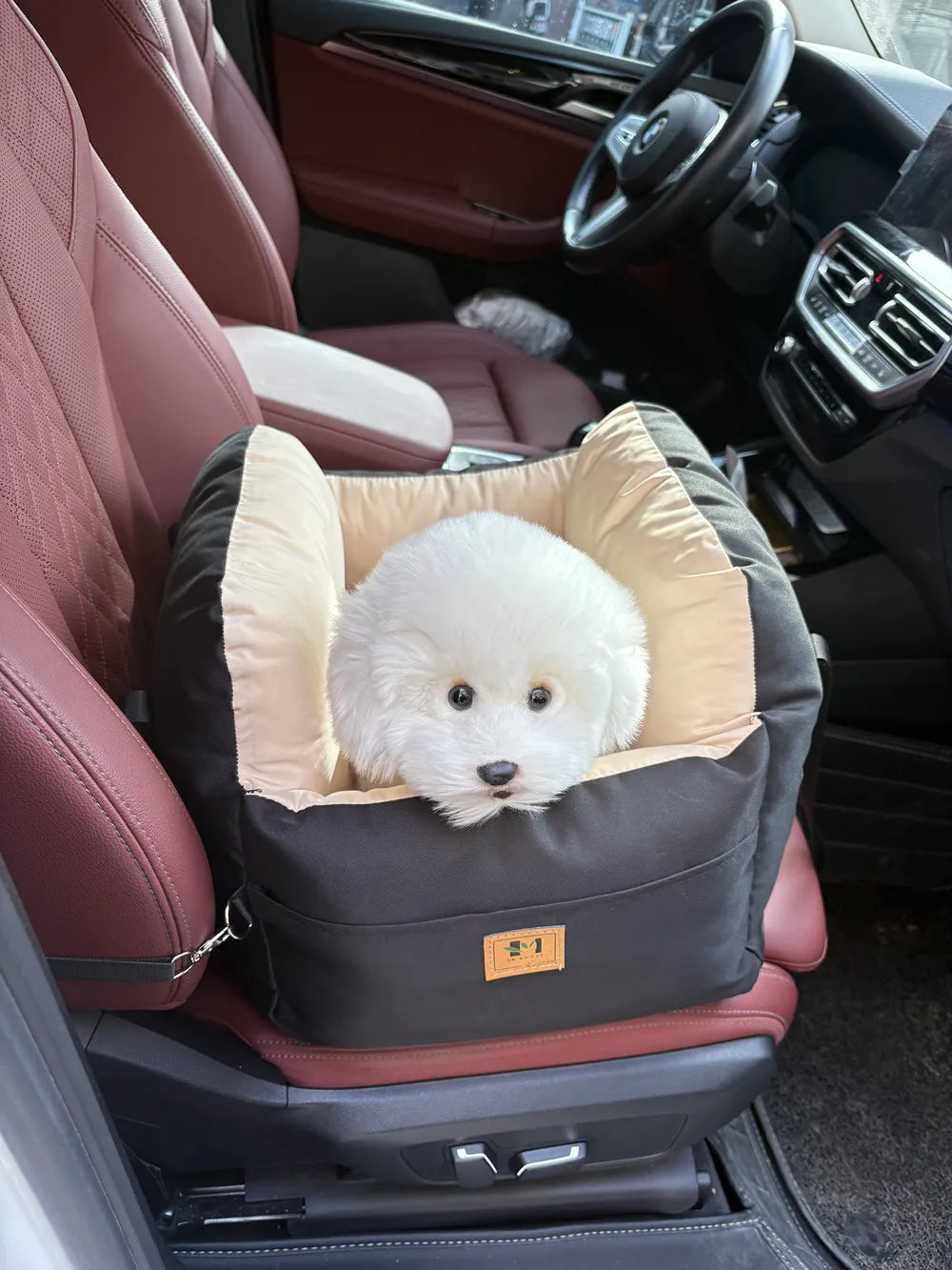 Four-Season Dog Car Seat with Safety Belt, Washable Pet Booster Nest
