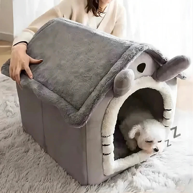 Warm Pet House for Dogs & Cats – Detachable Washable Bed for Small Pets
