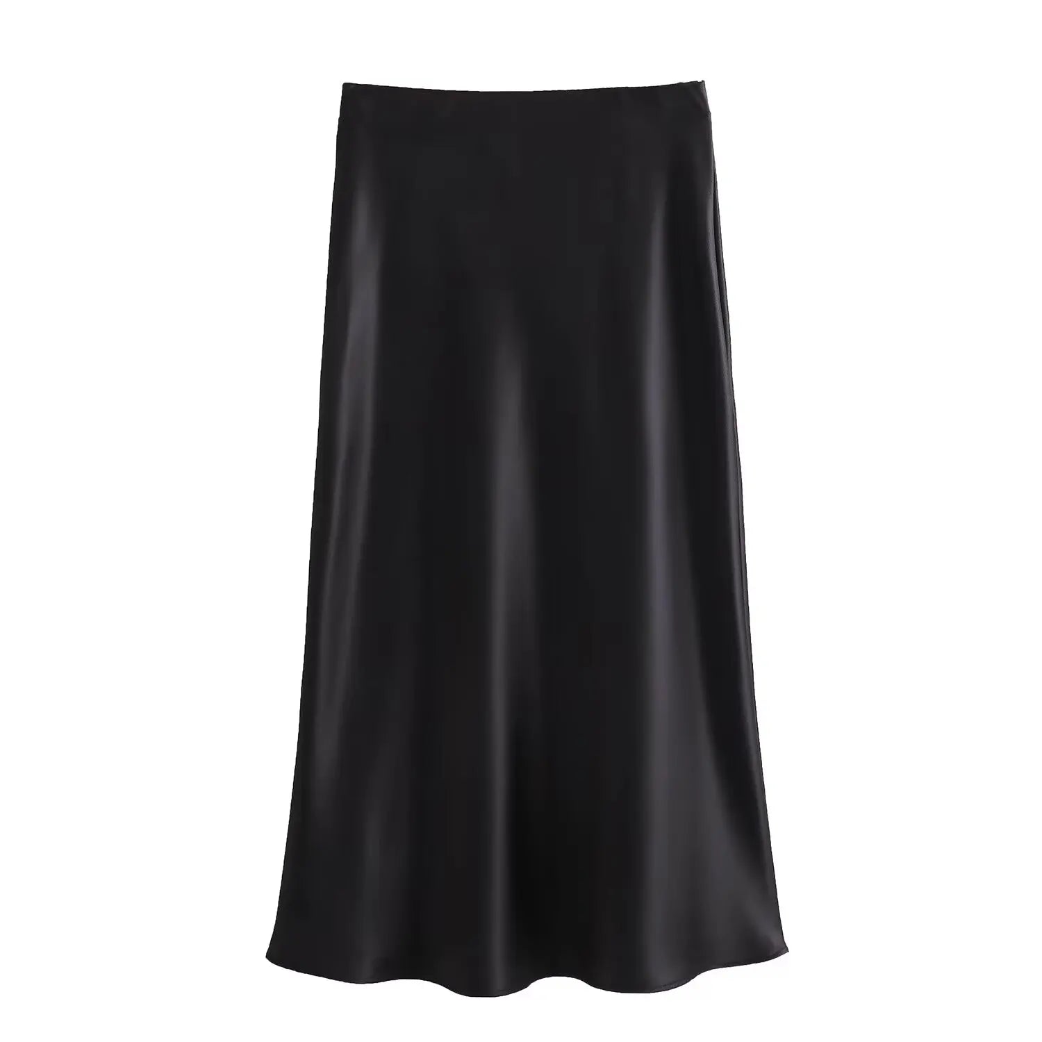 Women’s Satin Midi Skirt – High Waist Elegant Long Skirt for Summer