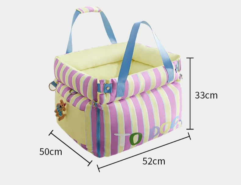 2-in-1 Pet Car Seat Carrier, Waterproof Detachable Travel Bag