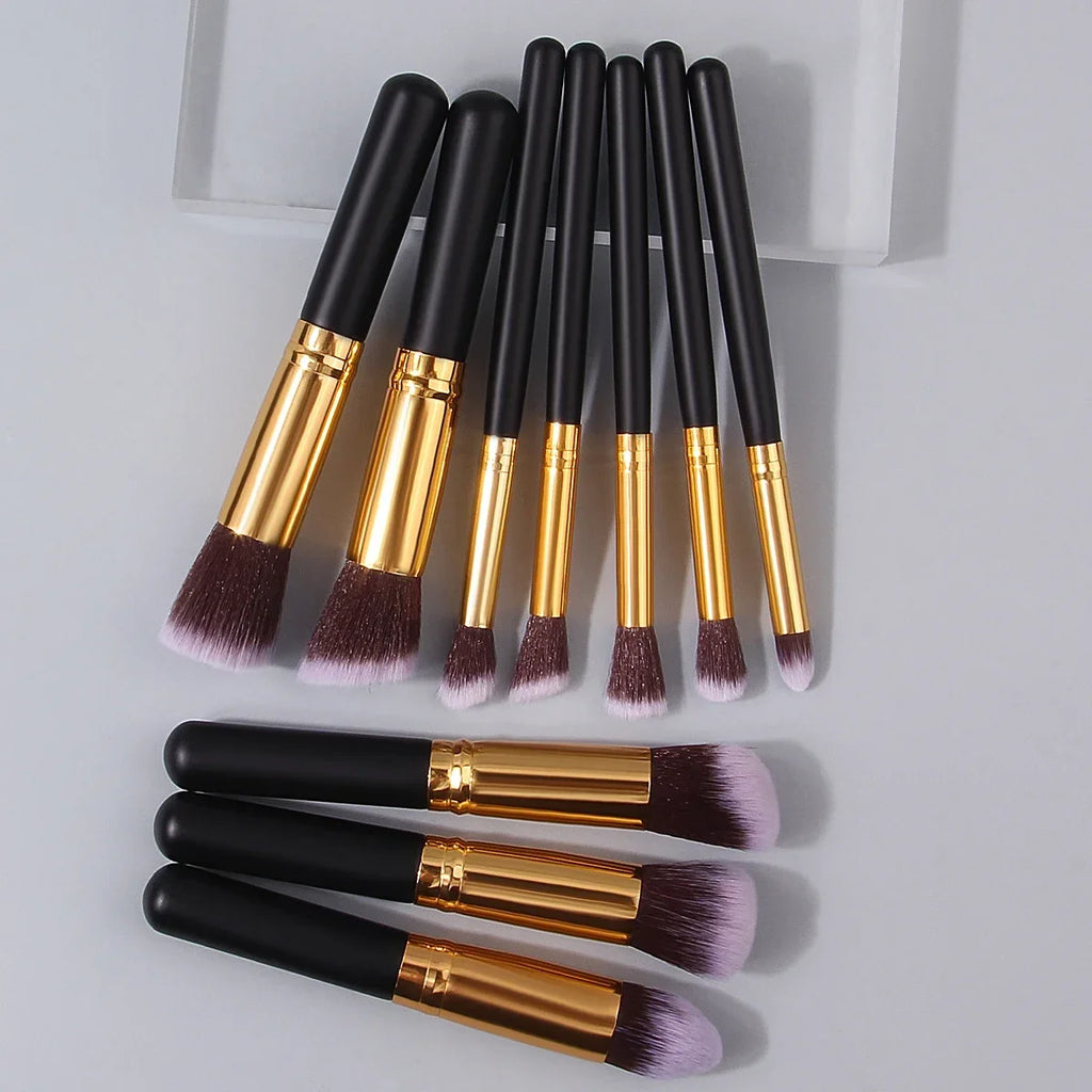 10-Piece Mini Makeup Brush Set - Essential Face Makeup Tools for Women - PULSE MART